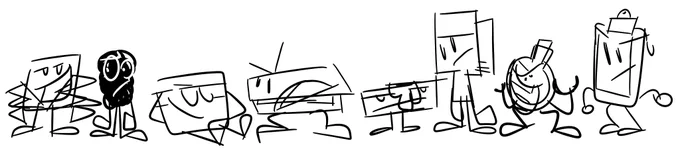 drew some characters i voice (in shows that have episodes out) from memory! sorry if i missed some out 