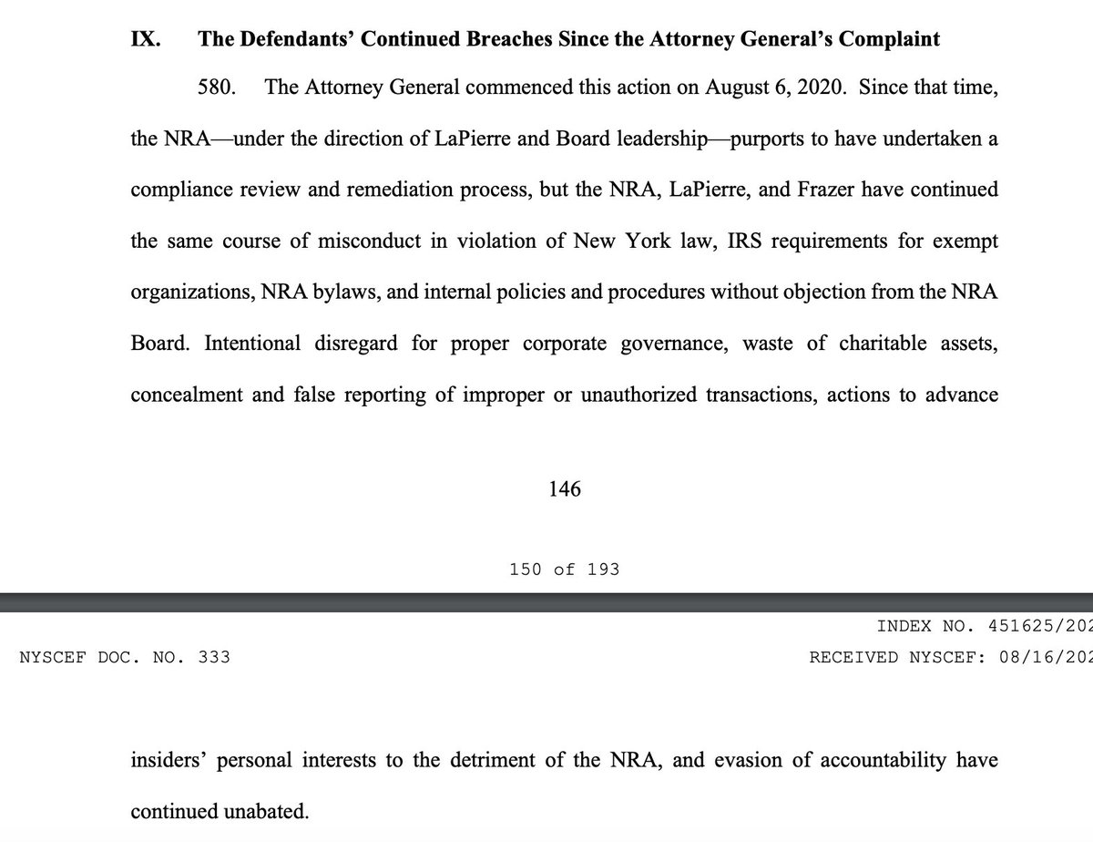 shannonrwatts's tweet image. The new filing alleges that since the original complaint  filed in August 2020, the @NRA and its leadership has continued the same course of misconduct that violates laws governing non-profits.