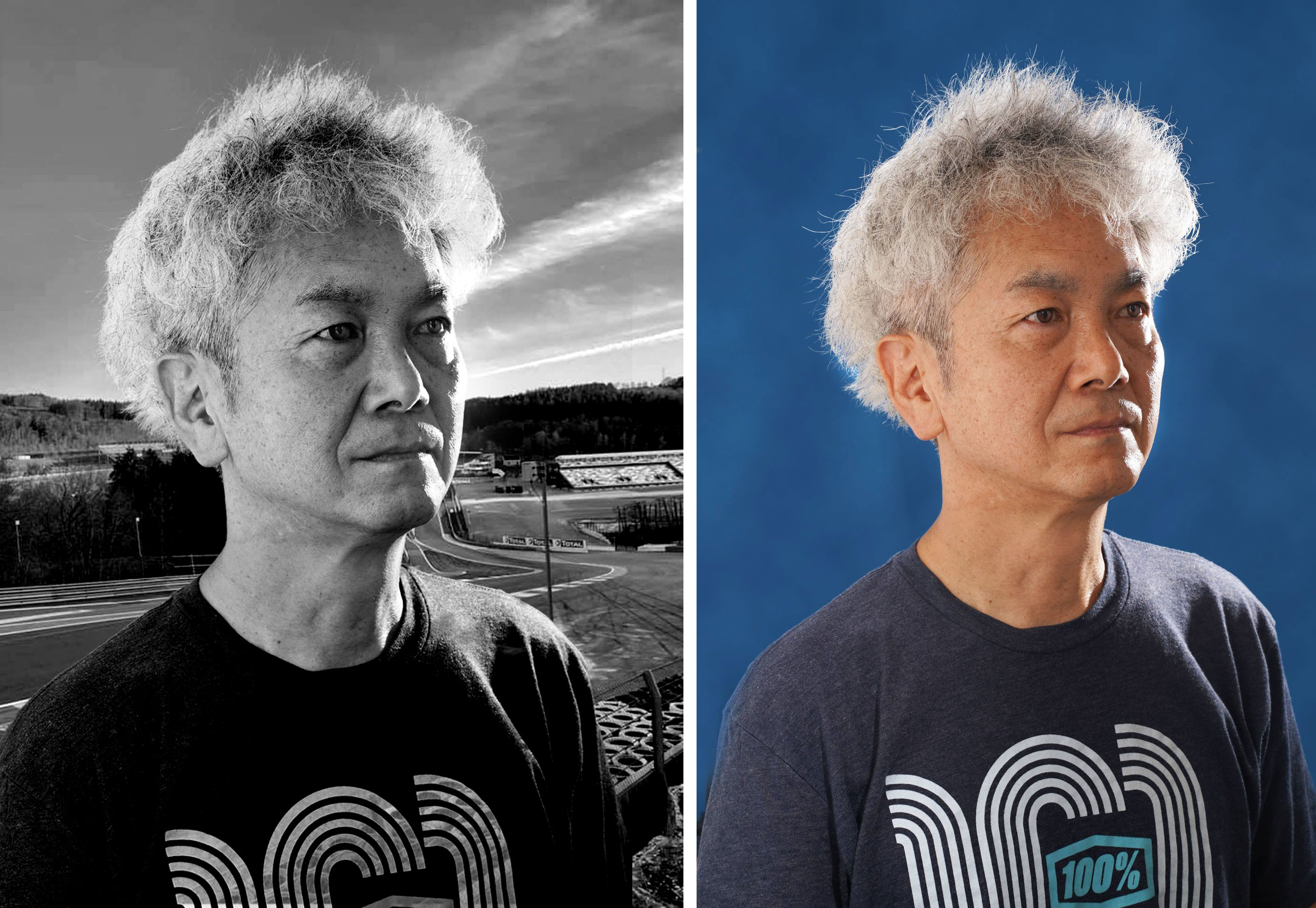 ナガイカメラ 1985年のtech21は憶えてますね 八重洲出版の 情熱のロードレース Vol 1 に 地元豊橋のzipバイクさんが寄稿されております 著者近影は背景合成して左側の様にする予定でしたが右側のオリジナルでの掲載になりました 上半身でしたら