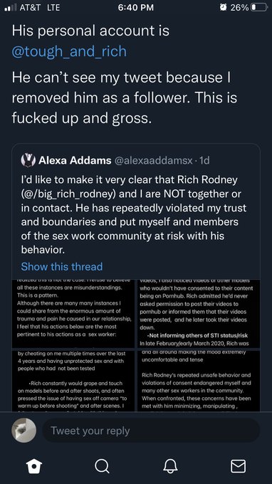 🚨ALSO- in case anyone needs/wants to block his personal/other accounts  (screenshots from a pal with