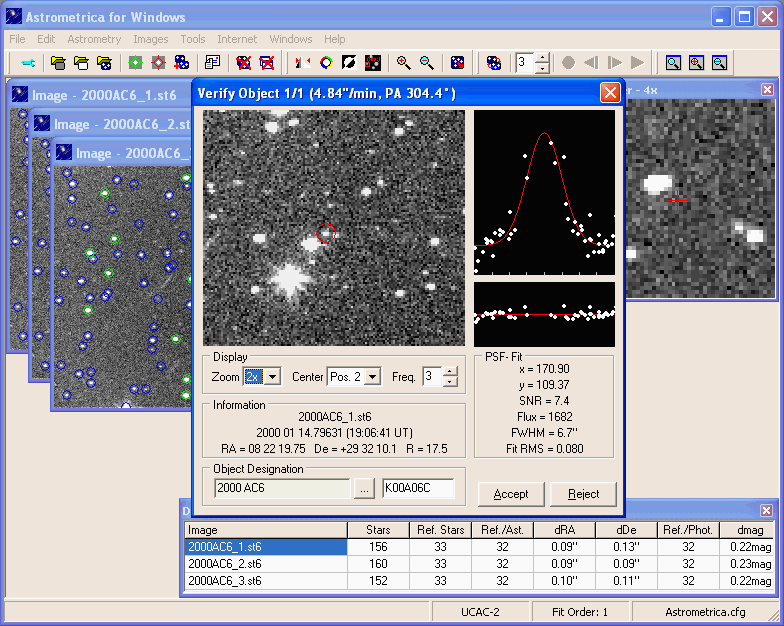 astrodeivid's tweet photo. Onde dentro do Software procuramos objetos se movimentando de forma retilínea e continua. Depois, observamos os dados desse objeto como variação de magnitude e o SNR  e buscamos por um padrão parecido aos asteroides já observados. https://t.co/OLL6CXGVS8