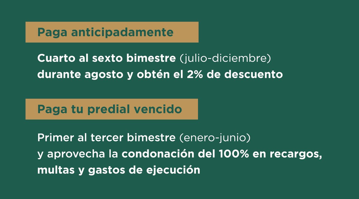 Finanzas_CDMX's tweet photo. No te atrases con tu pago de #Predial2021🏠
¡Con nuestro programa de condonación aprovecha los beneficios fiscales que puedes obtener si pagas en agosto!
Conoce más aquí👇🏽
#SAFContigo https://t.co/xDxksntSmg