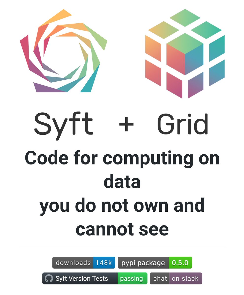 Syft + Grid provides secure and private Deep Learning in Python. 

Decouples private data from model training, using Federated Learning, Differential Privacy, and Encrypted Computation like Multi-Party Computation (MPC) and Homomorphic Encryption (HE) 

github.com/OpenMined/PySy…