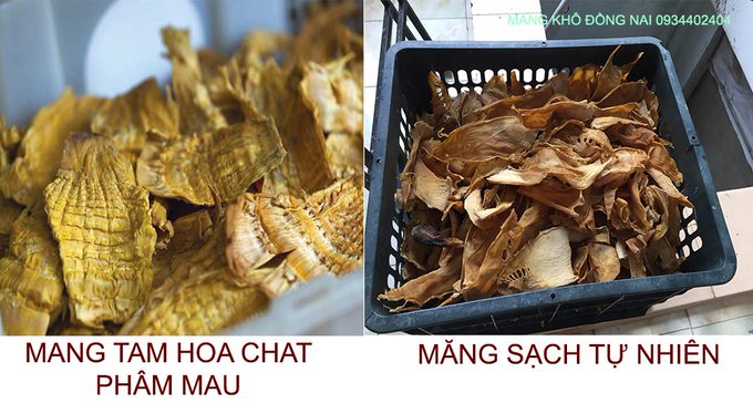 Măng khô sạch và măng khô tẩm hóa chất - Măng khô đồng nai 0934402404