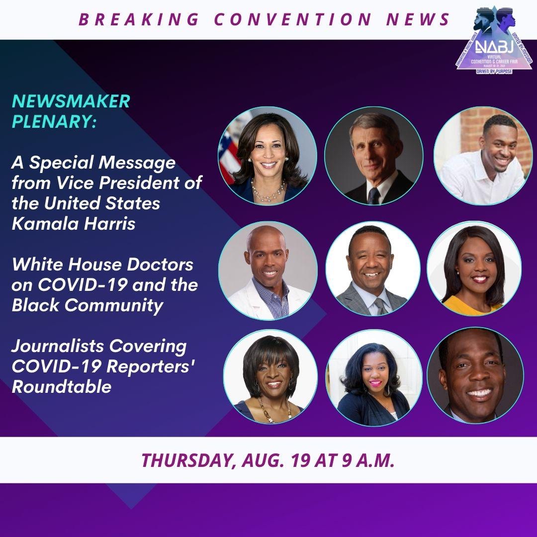 #NABJ Headquarters ✊🏾🖊️🎙️💻 📷 🎥 📝 🔈 (@nabj) on Twitter photo #NABJ21: BREAKING CONVENTION NEWS! <a href="/VP/">Vice President JD Vance</a> Kamala Harris has a special message for #NABJ21 attendees at our Newsmaker Plenary this Thursday! You also won’t want to miss an insightful conversation with White House doctors and our Journalists Covering COVID-19 Reporters’ Roundtable. #NABJ21: BREAKING CONVENTION NEWS! <a href="/VP/">Vice President JD Vance</a> Kamala Harris has a special message for #NABJ21 attendees at our Newsmaker Plenary this Thursday! You also won’t want to miss an insightful conversation with White House doctors and our Journalists Covering COVID-19 Reporters’ Roundtable.