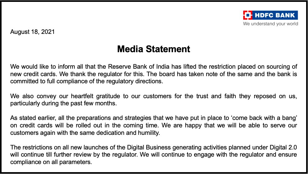 HDFC Bank News On Twitter Media Statement By HDFC Bank RBI hdfc-bank-news-on-twitter-media-statement-by-hdfc-bank-rbi