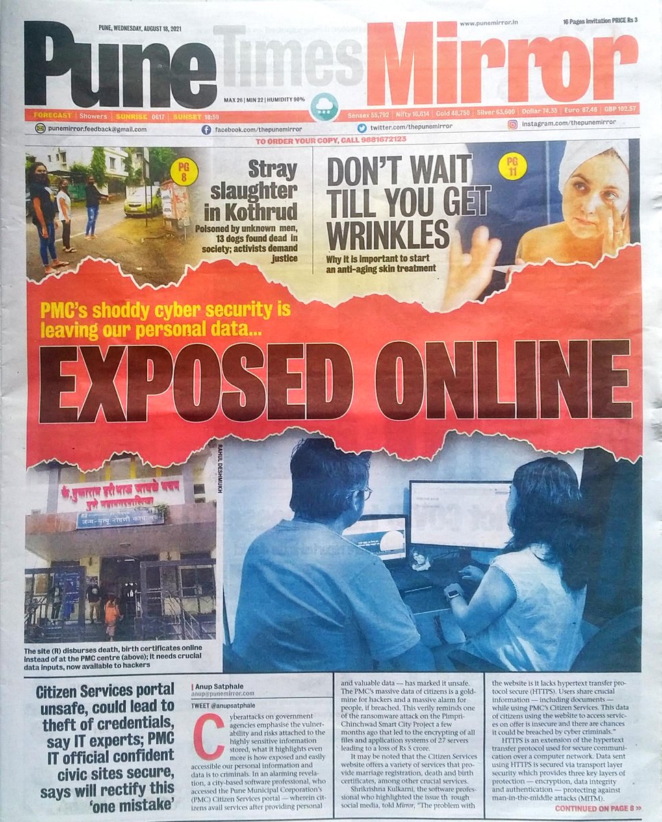Anup Satphale (@anupsatphale) on Twitter photo #PMC's shoddy security may leave your crucial data expose...
<a href="/mohol_murlidhar/">Murlidhar Mohol</a> <a href="/JagtapSpeaks/">Prashant Sudamrao Jagtap</a> <a href="/BRAVE_Hinjawadi/">BRAVE Hinjawadi</a> <a href="/HEART_PUNE/">HEART_PUNE, Hinjawadi - Maan</a> <a href="/HIRWA_Hinjawadi/">HIRWA Hinjawadi Pune</a> <a href="/KirkatwadiForum/">Kirkatwadi Development Forum</a> <a href="/WagholiHSA/">Wagholi Hsg Soc Assoc (WHSA)</a> <a href="/NCPforPune/">NCP Pune</a> <a href="/AreaSabha/">CitizensforAreaSabha</a> #cybersecurity #CyberAttack #dataprotection #PMC's shoddy security may leave your crucial data expose...
<a href="/mohol_murlidhar/">Murlidhar Mohol</a> <a href="/JagtapSpeaks/">Prashant Sudamrao Jagtap</a> <a href="/BRAVE_Hinjawadi/">BRAVE Hinjawadi</a> <a href="/HEART_PUNE/">HEART_PUNE, Hinjawadi - Maan</a> <a href="/HIRWA_Hinjawadi/">HIRWA Hinjawadi Pune</a> <a href="/KirkatwadiForum/">Kirkatwadi Development Forum</a> <a href="/WagholiHSA/">Wagholi Hsg Soc Assoc (WHSA)</a> <a href="/NCPforPune/">NCP Pune</a> <a href="/AreaSabha/">CitizensforAreaSabha</a> #cybersecurity #CyberAttack #dataprotection