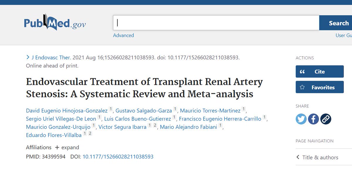 ⚡Meta-analysis on the endovascular treatment of transplant renal artery stenosis⚡ Big thanks to lead author @mdhino7 @ISEVSonline @TecSurgeon @MauricioGour @emcs_tecdemty @TecSaludMX journals.sagepub.com/doi/full/10.11…