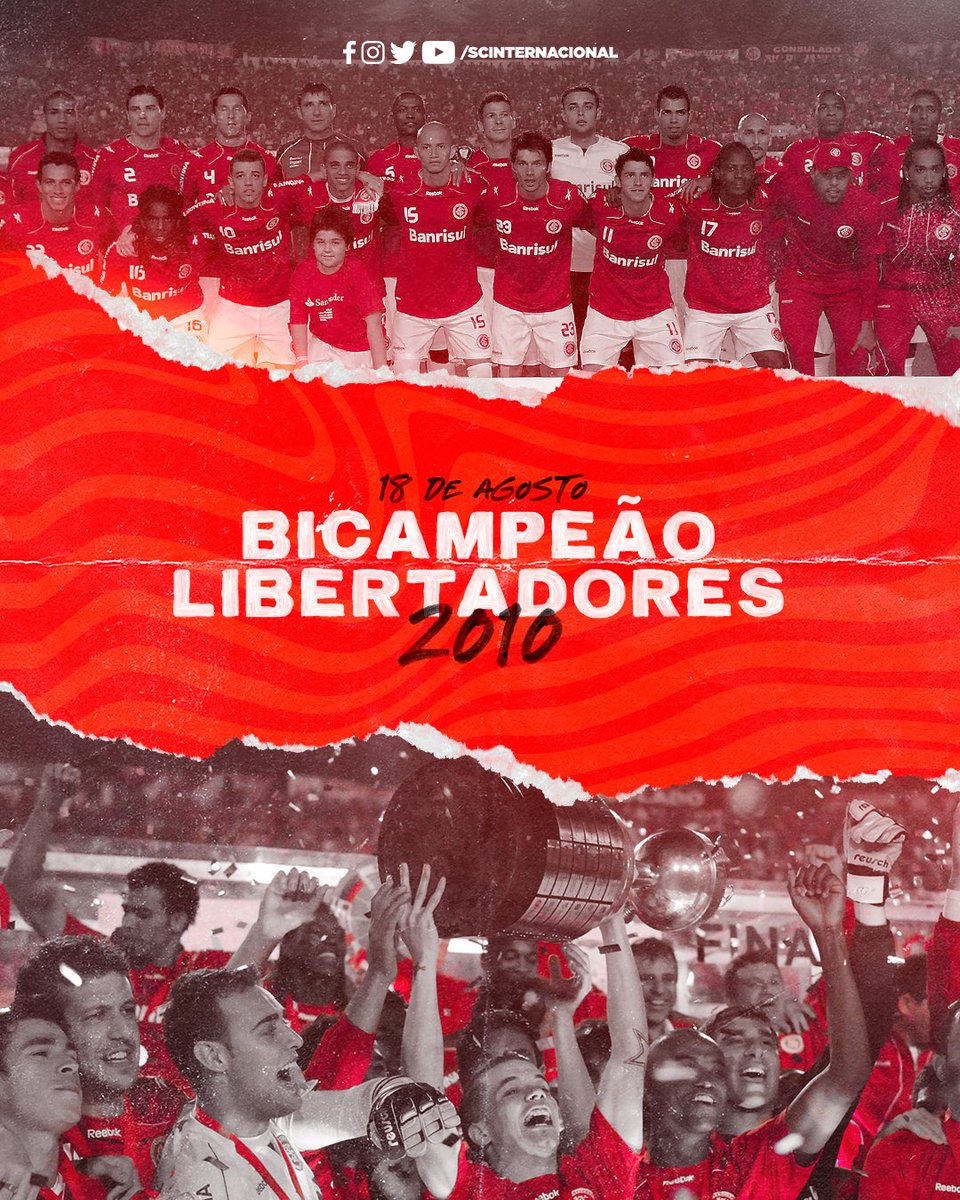 SCInternacional's tweet photo. A reconquista da América redefiniu a cartilha da Libertadores. Retrato fiel da história do nosso continente, a caminhada vermelha contou com grandes doses de tensão, mas ainda maiores de autoridade. Acima de tudo, o bicampeonato foi absoluto. Hoje, ele completa 11 anos. 🏆🏆🇦🇹 https://t.co/Z8EKKEMuTD