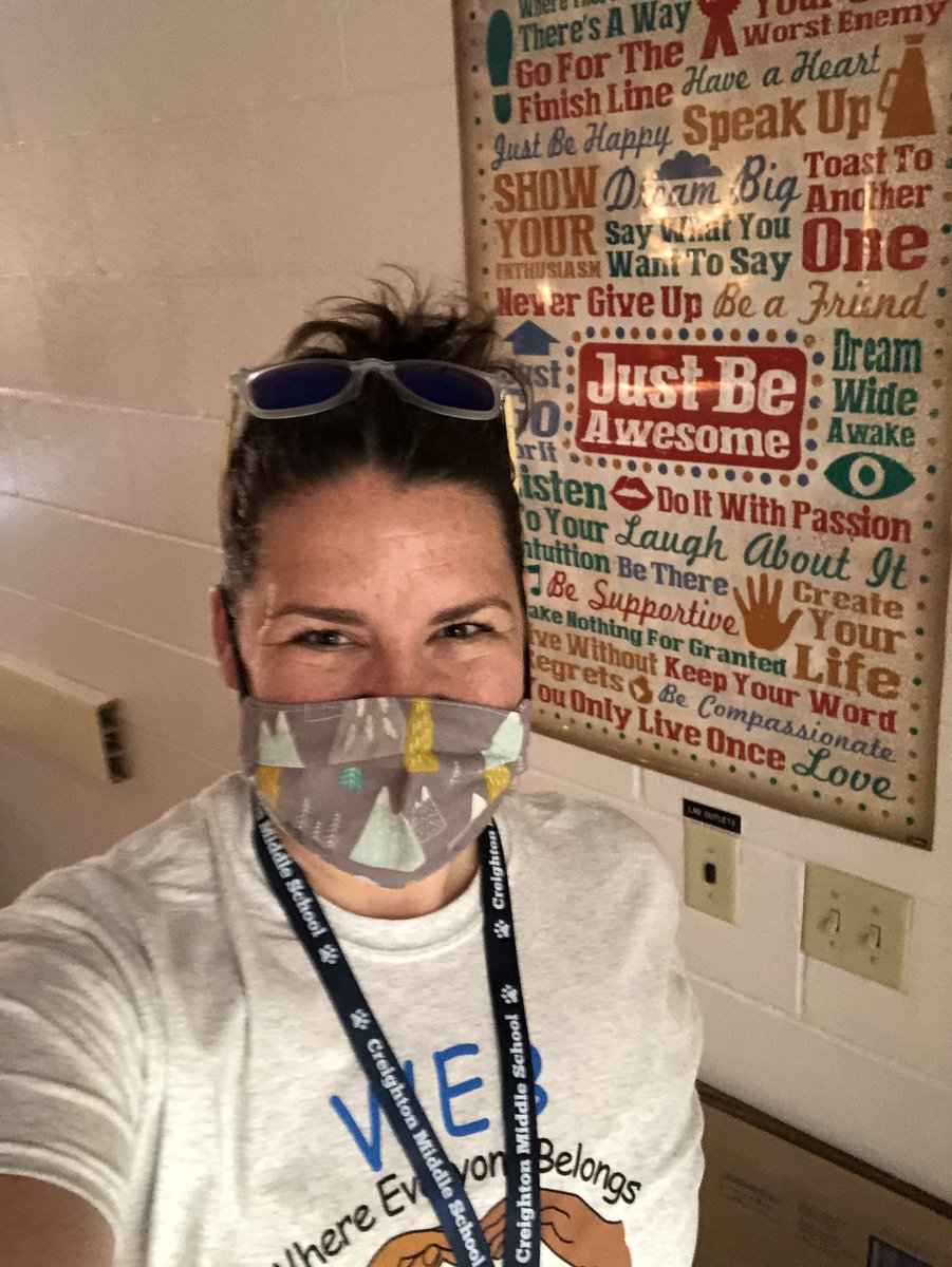 MissReilsRoom's tweet photo. Back to School vibes. Today was day 1 with kiddos. Man it was great to be back in person with so many kids. 
Just missing @scullotta22 for our annual picture! 😢
#iteachmiddle #backtoschool #firstdayvibes https://t.co/AXRzzBAuvA