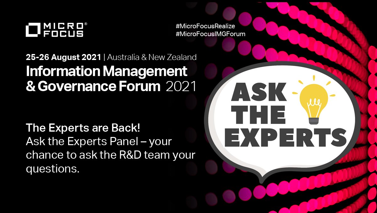 VoightBrandon's tweet photo. Micro Focus Products and R&D team will be ready to provide insights to the why, the what and whatever you need to know about the solutions from Micro Focus. Register now! #MicroFocusRealize #MicroFocusIMGForum
https://t.co/7GeBvZgqsB #TeamMicroFocus https://t.co/fKC5yG7Bza