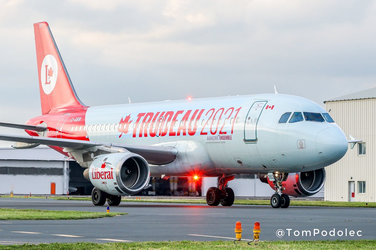 TomPodolec's tweet photo. PHOTOS #Elxn44 #Elxn2021 #electionplane
.
Liberal Party
Air Canada Jetz
C-GBIK Airbus A319
.
Conservative Party
Air Canada Jetz
C-GBHN Airbus A319
.
NDP
Air North
C-GANJ Boeing 737-500 https://t.co/Y0llJNMK1G