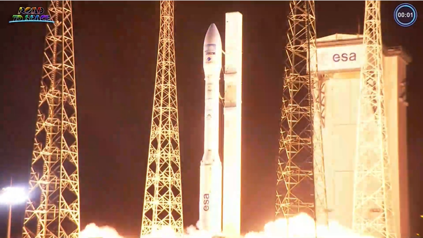 GeoimageAu's tweet photo. Pléiades Neo has successfully launched! Great work @AirbusSpace 
Here is a little snippet just as Arianespace’s European launcher Vega took off, with the payload containing Pléiades Neo! 
#success #satellitelaunch #earthobservation #innovation https://t.co/Vt4RE9bz2B