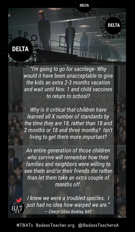 Why is it critical that children have learned all X number of standards by the time they are 18, rather than 18 and 2 months or 18 and three months? Isn't living to get there more important? #COVID19 #TBATs <a href="/SoDakotaBATs/">SouthDakotaBATs</a> <a href="/Nodakbats/">NoDakBats</a> <a href="/WyomingBATs/">WyomingBATs</a> <a href="/NebraskaBATs/">NebraskaBATs</a> <a href="/kansasbats/">Kansas BATs</a>
