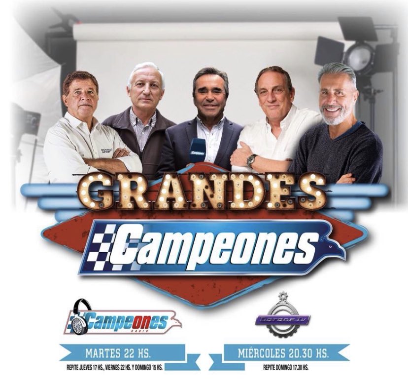 En minutos comienza #GrandesCampeones por #CampeonesRadio con la conducción de <a href="/LopezCocho/">Cocho Lopez</a> <a href="/titobessoneok/">Tito Bessone</a> <a href="/FlacoTraversoOK/">Juan Maria Traverso</a> Yoyo Maldonado y <a href="/AngelGuerra53/">Miguel Ángel Guerra</a>