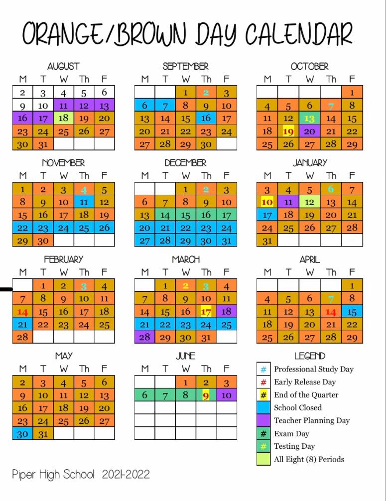 Piper High School 2021-2022 Orange &amp; Brown Day Schedule!! #piperhigh #piperhighjrotc #piperhighschool #browardschools #newschoolyear