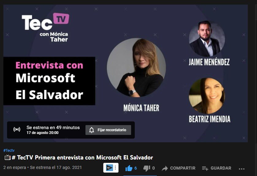 monicataher's tweet photo. ¡Arrancamos #TecTV !
Sintoniza #TecTV HOY y todos los Martes a las 8 pm, hora de El Salvador/7 pm PST/10 EST en:
YouTube: https://t.co/kQWkvLLOYt
Spotify: https://t.co/hrpjoveh81
Player FM: https://t.co/iTSnsvY4Xa
Usemos la #tecnología en favor de nuestras #FinanzasPersonales https://t.co/ammcAFwoB5