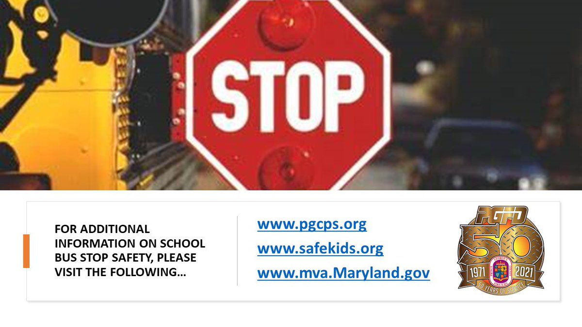 PGFDNews's tweet photo. When our kids ride the bus to & from school, the greatest danger isn’t during their ride, it’s getting on & off at the bus stop. Teach your kids traffic safety & follow these #PGFD “50 Days of Safety” tips to help keep their bus stop safe! #FiftyDaysofSafety https://t.co/p1TjkOBftJ