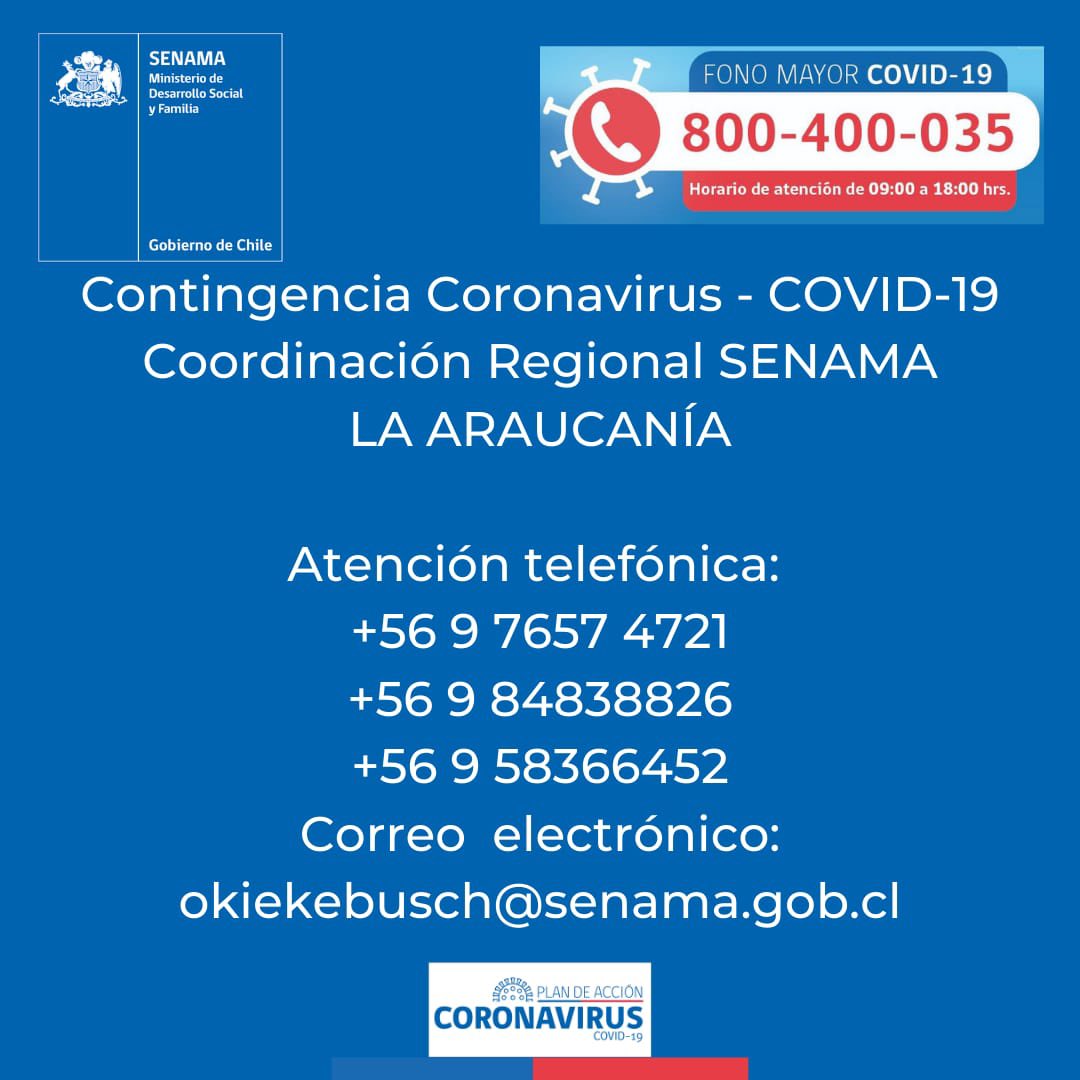 🔴 Compartimos nuestros contactos telefónicos para consultas en la Coordinación Regional #LaAraucanía 👇🏼