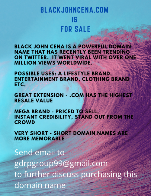 gdrgroup99's tweet photo. Brendan Cobbina AKA Black John Cena Domain Name Is For Sale! @iamcobbina @johncena
@LisaFranceCNN @SKWrestling_ @viralnationinc @joerogan @cthagod @BSO @RonKillings @angelayee @CariChampion @jemelehill #wwe #johncena #BlackJohnCena #jamalcena https://t.co/9jQek0Ex5Y https://t.co/ppTVNWmLVr