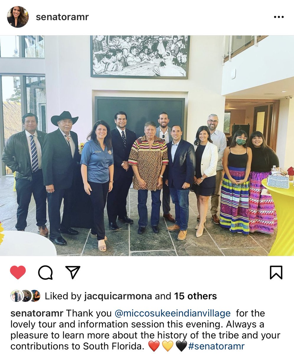 Thank you @SenatorAMR and @RepRodriguez118 for championing @miccnationmiami this past Session! The Miccosukee Nation and @DadeDelegation have a strong relationship which was celebrated tonight at the Miccosukee embassy. It is so important to understand and support our neighbors.