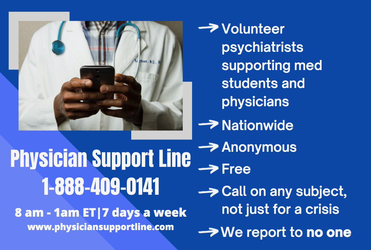 ShrinkRapping's tweet photo. @BirthControlDoc Founder of @PhysicianLine here. We are hearing some version of this everyday from our colleagues calling the line. 💔 If med student &amp;doctor colleagues here could use support/vent/debrief about any subject from someone who “gets it”, call us. We’re just docs supporting our own https://t.co/Dgf8xT25Vl