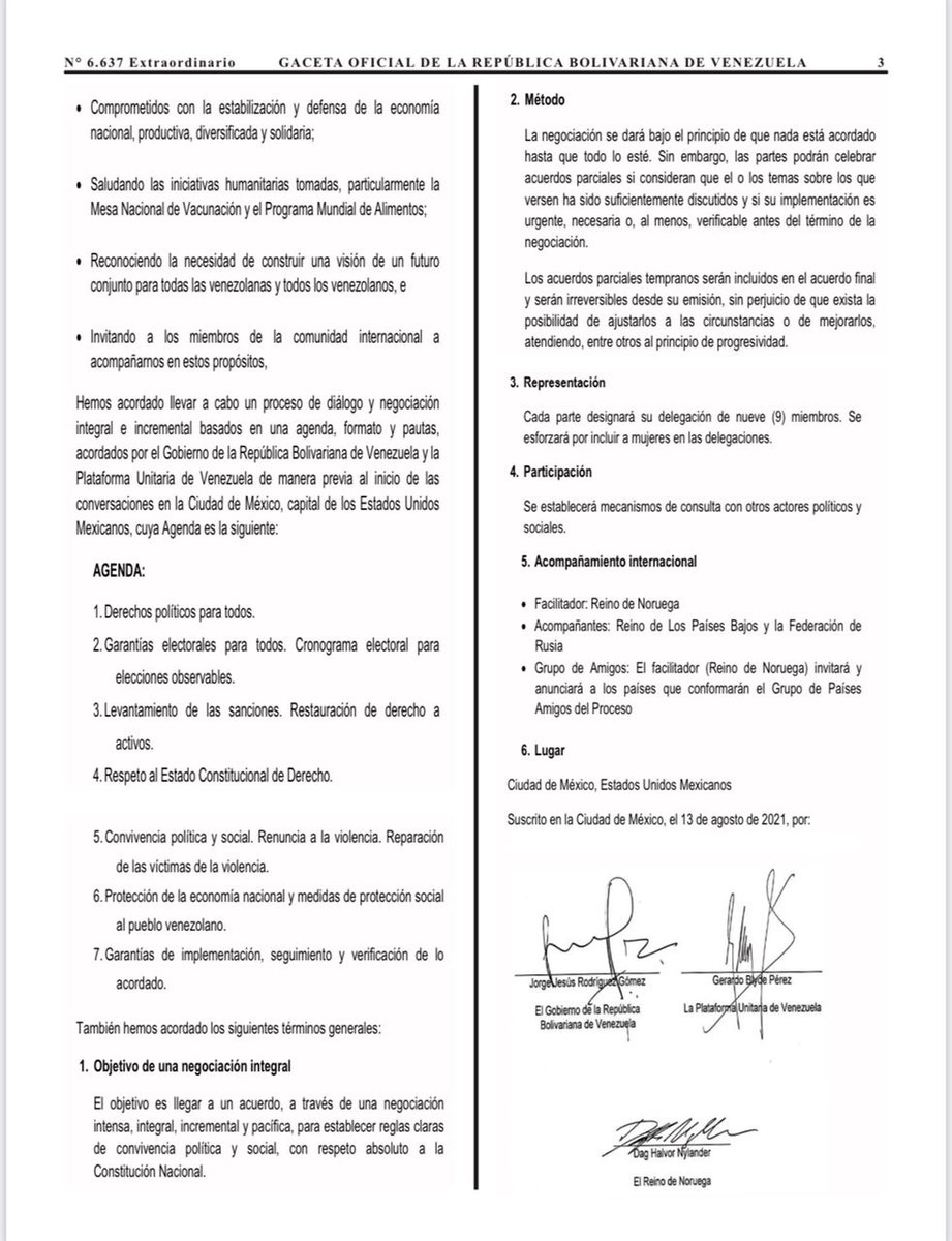 NicolasMaduro's tweet photo. El Memorándum de Entendimiento entre el Gobierno de la República Bolivariana de Venezuela y los sectores de la Oposición, se ha publicado en Gaceta Oficial. Agradezco el respaldo y la aprobación de los Diputados y Diputadas de la Asamblea Nacional. ¡Por la Soberanía y la Paz! https://t.co/4QwjnPKU4A