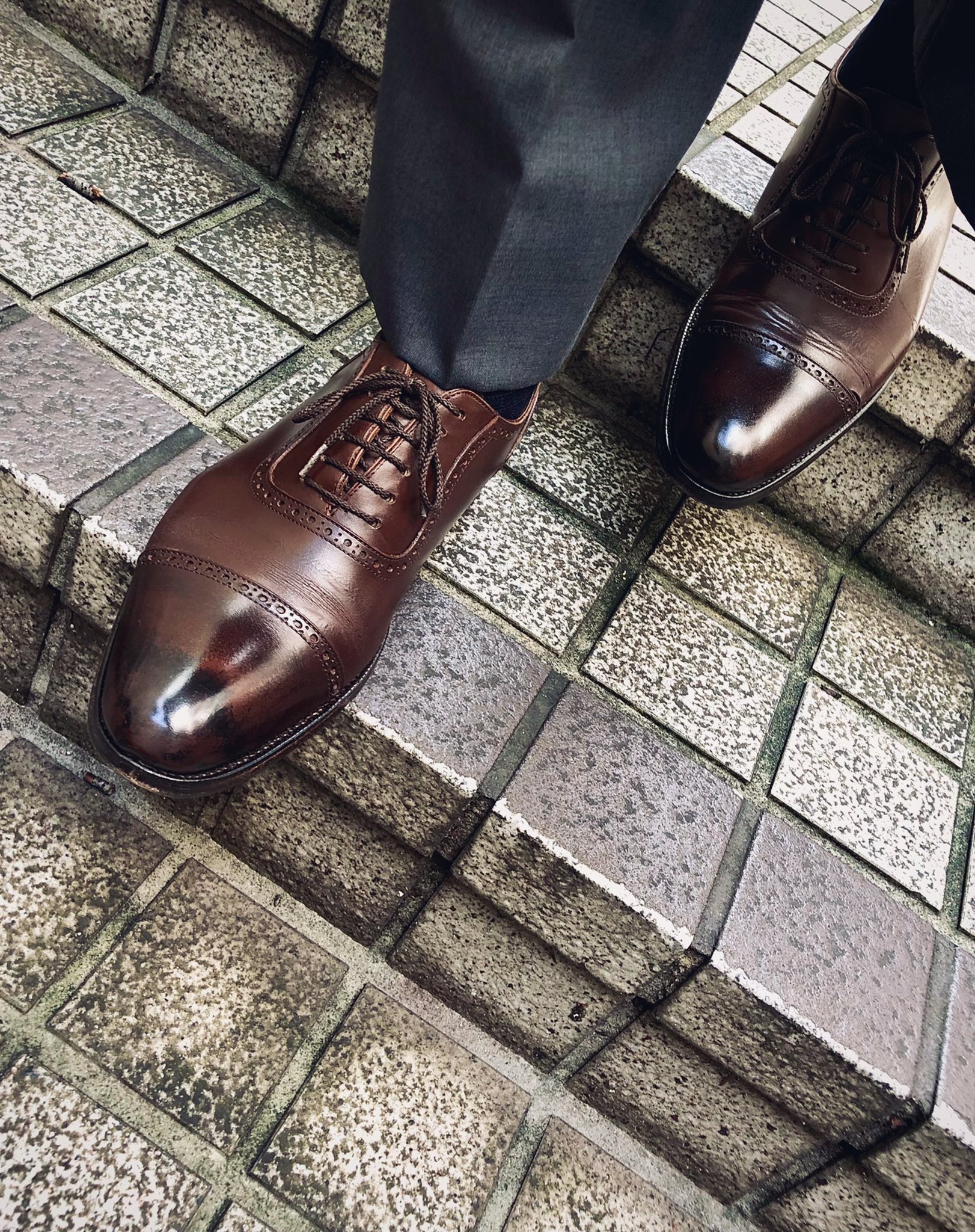 三陽山長琴四郎靴8.5アデレードセミブローグ