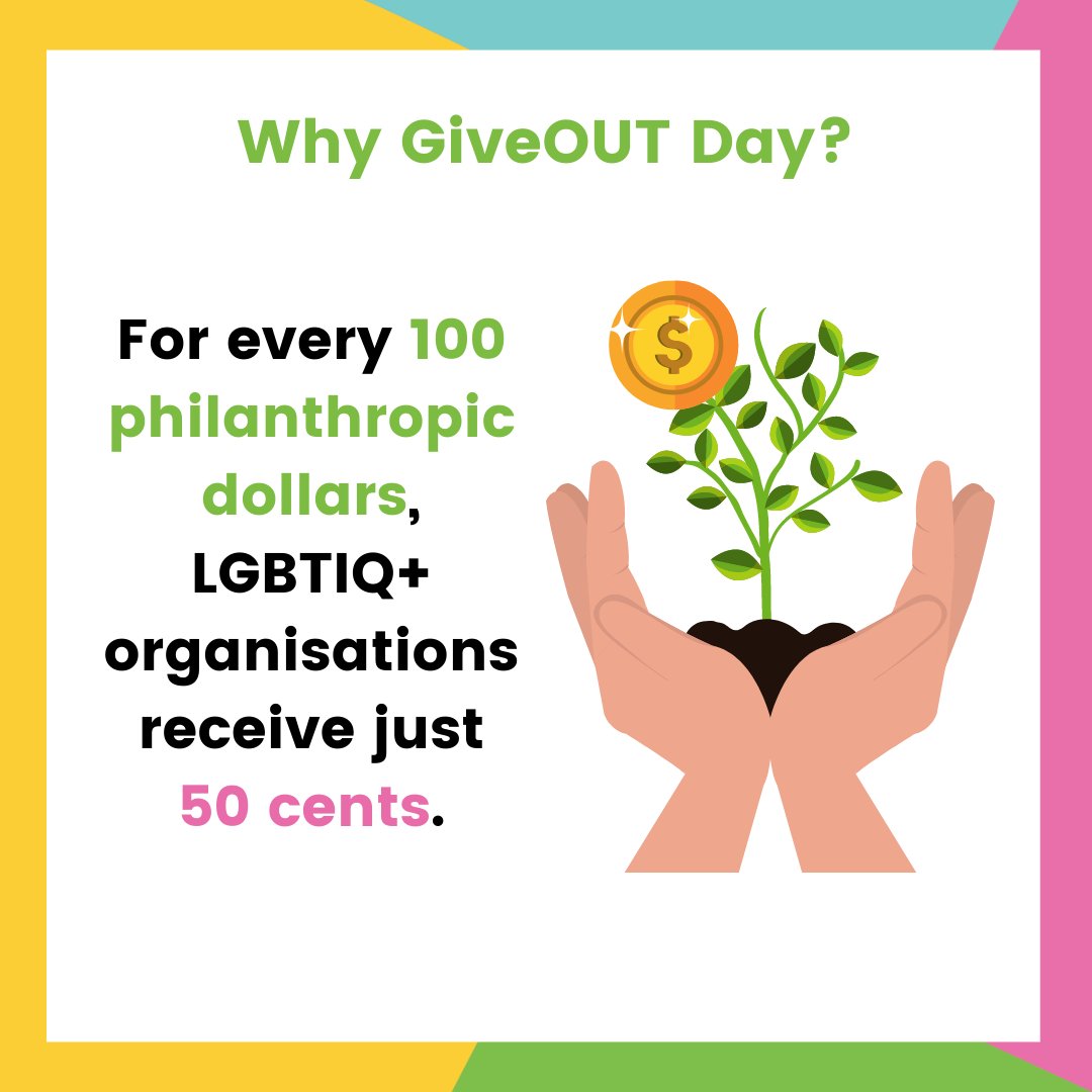giveout_au's tweet photo. We are so excited to launch GiveOUT Day 2021! 🎉 Coming Friday 15 October, GiveOUT Day is a national day of giving for LGBTIQ+ organisations across Australia 🏳️‍🌈 Visit https://t.co/pCGh5Na97U for more info! #giveoutau #giveoutday #queer #australia #lgbtiq #lgbt https://t.co/pcCEqyUmGE
