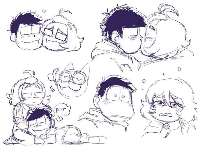 Some IchiSayu doodles to warm my cold heart (?)
I just like the fact that bouth are introverts but in a different way.
Ichi is cold and Sayu is stoic... but they can be open an sweet whit each other. #yumematsu #ichimatsu #OC 