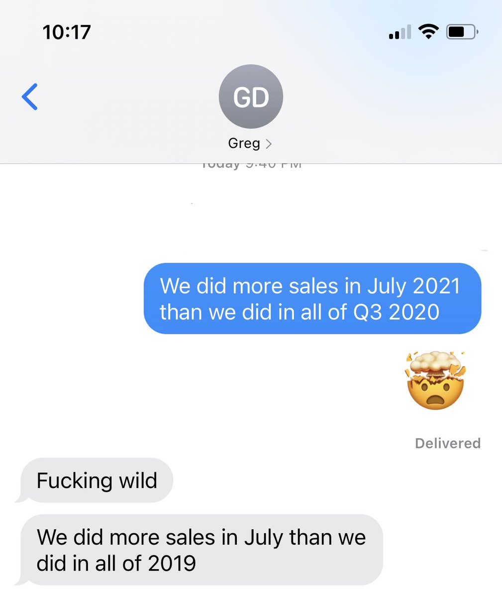Late night co-founder texts with <a href="/GMDavidson/">Greg Davidson</a>

Celebrate all the wins! Keep on climbing 📈