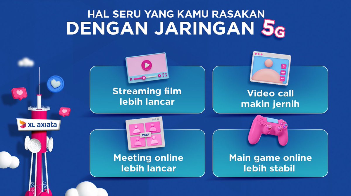 XLSMART's tweet photo. Semua kegiatan onlinemu akan lebih asik karena #Bersama5GLebihBaik. Siapa yang udah gak sabar ingin merasakan jaringan 5G?

#JadiLebihBaik https://t.co/WusPUDDrQ4