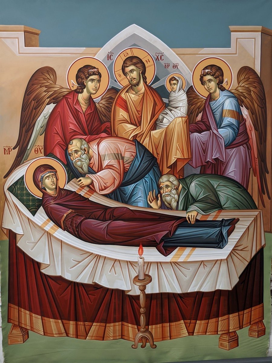 OnlineTypikon's tweet photo. “You gave birth yet preserved your virginity. You fell asleep in death yet did not desert the world, O Theotokos. You were transported to life, as you are Mother of Life and, by virtue of your intercessions, deliver our souls from death.” Apolytikion of the Dormition https://t.co/6od38VlBGj