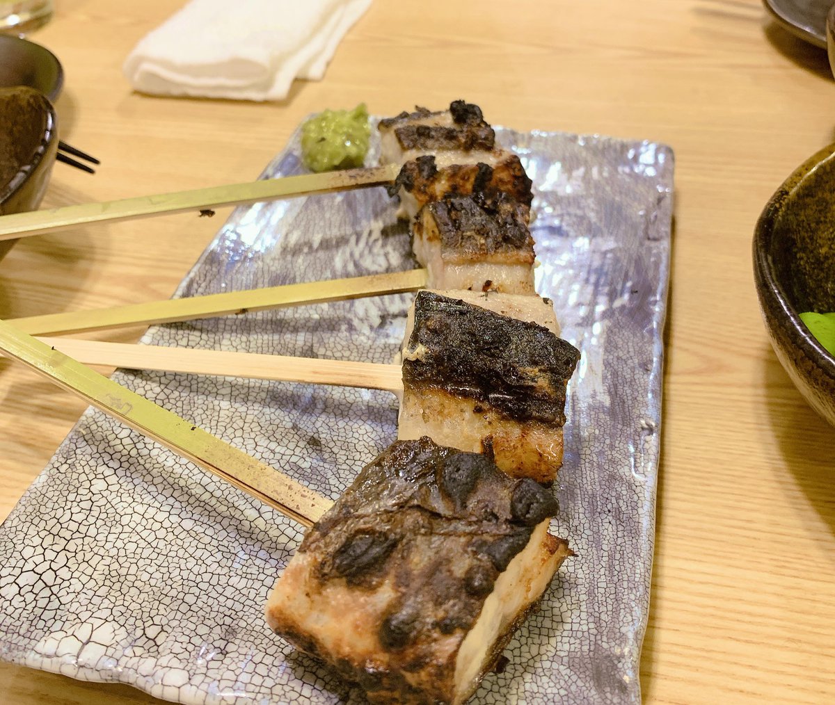 前にウナギの串を食べた✨

ウナギって蒲焼だけじゃなくて、色んな食べ方があるという新しい発見🌟

うなぎのためのハイボールなんてものあって、素敵なお店でした🥃✨

#新宿三丁目
#う福