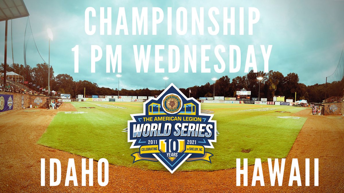 Championship Game will be aired LIVE on <a href="/ESPNU/">ESPNU</a> at 1 pm EST on Wednesday! <a href="/TeamCentralHI/">Team Central Hawaii Baseball</a> <a href="/Ifbandits/">Idaho Falls Bandits (Est 2012)</a> #ALWS21