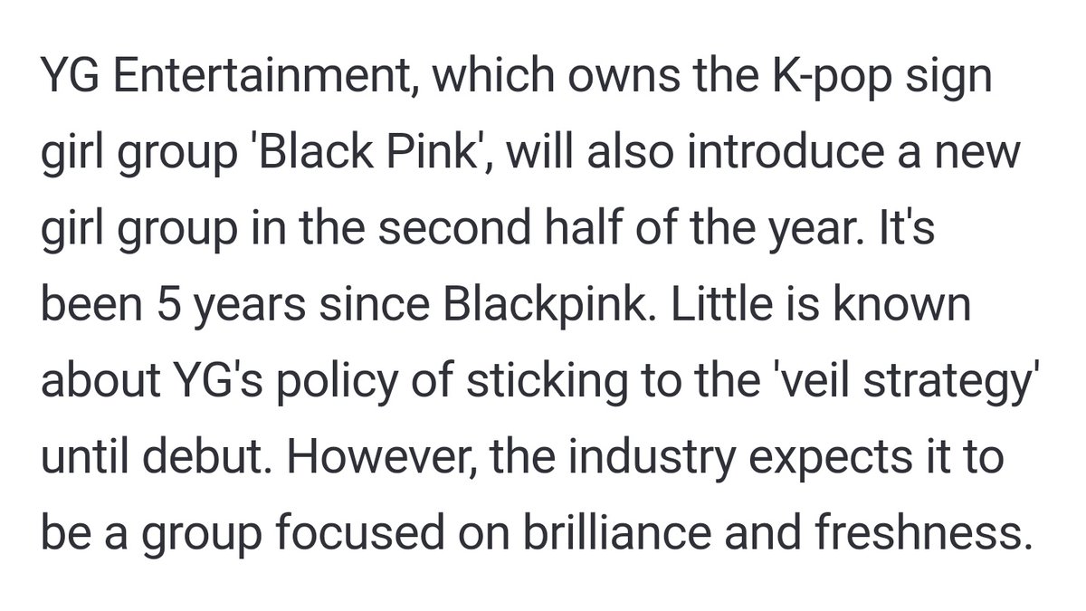 "the industry expects it to be a group focused on brilliance and freshness."

YGNGG is gonna be UNIQUE and DIFFERENT iktr. I just know they will set a new standard that everyone will follow after they debut.