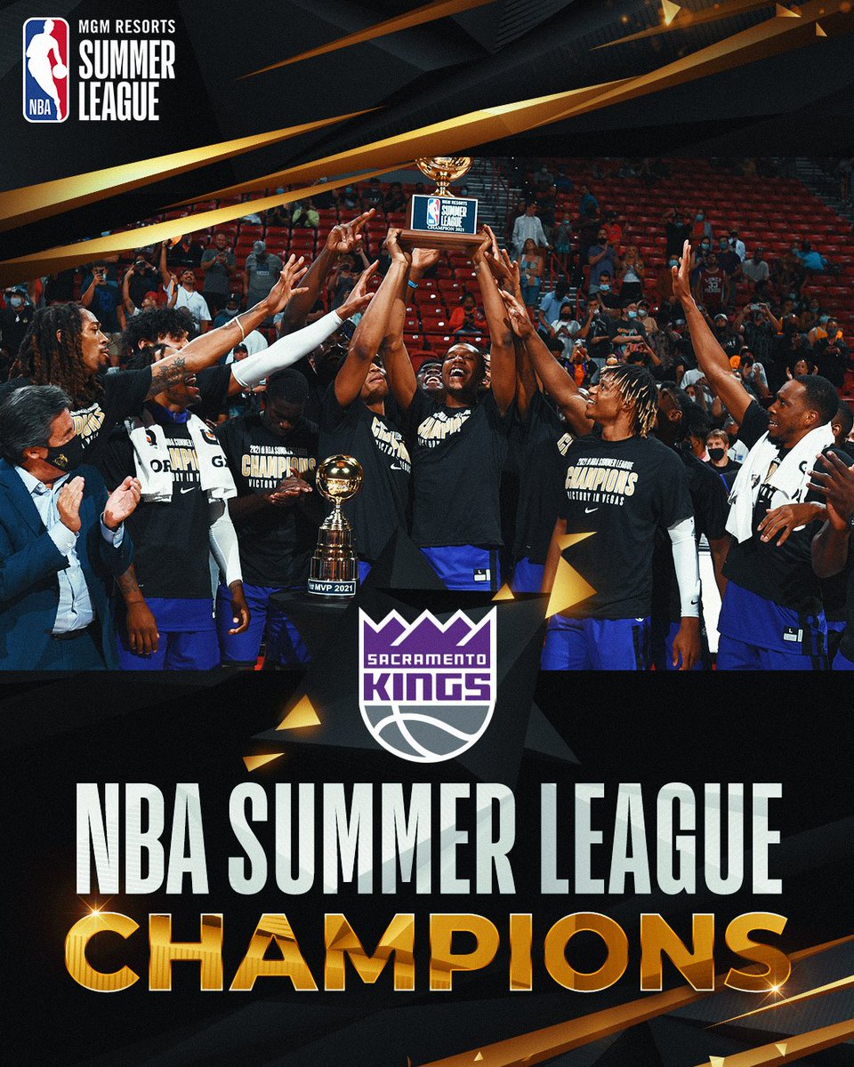 NBA's tweet photo. The @SacramentoKings are the 2021 MGM Resorts #NBASummer League Champions! #ThatsGame https://t.co/kNYNfGXDbT