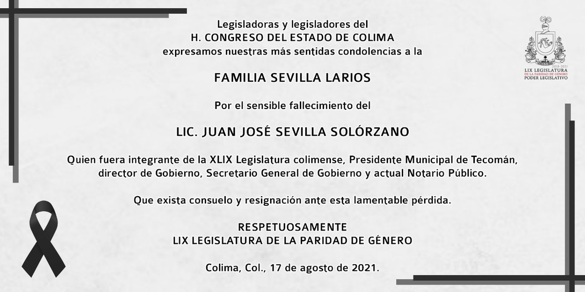 congresocolima's tweet photo. Que el sentimiento de tristeza sea breve y llegue pronto la paz ante esta lamentable ausencia.

#CongresoColima https://t.co/0GuZuojkDh
