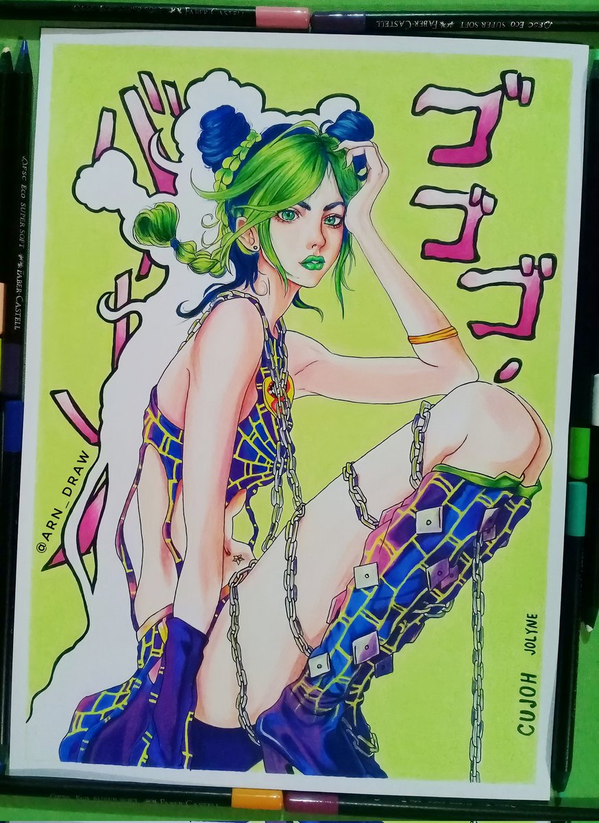 arn_draw's tweet photo. 💚💙Jolyne Cujoh💙💚 #animetwt #jojosbizarreadventure #drawing #animedrawing https://t.co/SYpO8Hg2A8