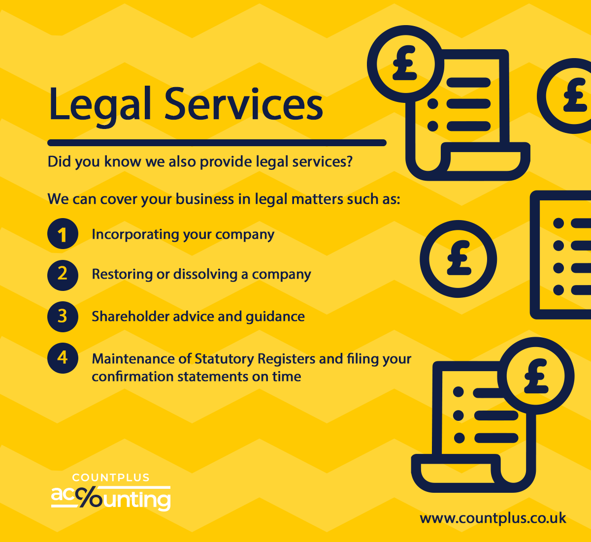 Whenever you make big changes in your business, it's vital to have all your legal bases covered. The best way to do that is to get a professional.

If you need help with company incorporation, restoration, or shareholder advice, get in touch with Countplus on 01925 670 289 #smeuk