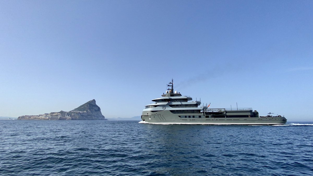 Dutchyachting's tweet photo. Formerly known as #Wagenborg‘s offshore supply #vessel #Sanaborg and #converted and delivered last year as the 68m #explorer #yacht #Ragnar. For the video: https://t.co/nHzyjBTBps. Photos by Gibraltar Yachting. 

#IconYachts #Gibraltar #Superyacht #Megayacht #GibraltarYachting https://t.co/CV68QODWer