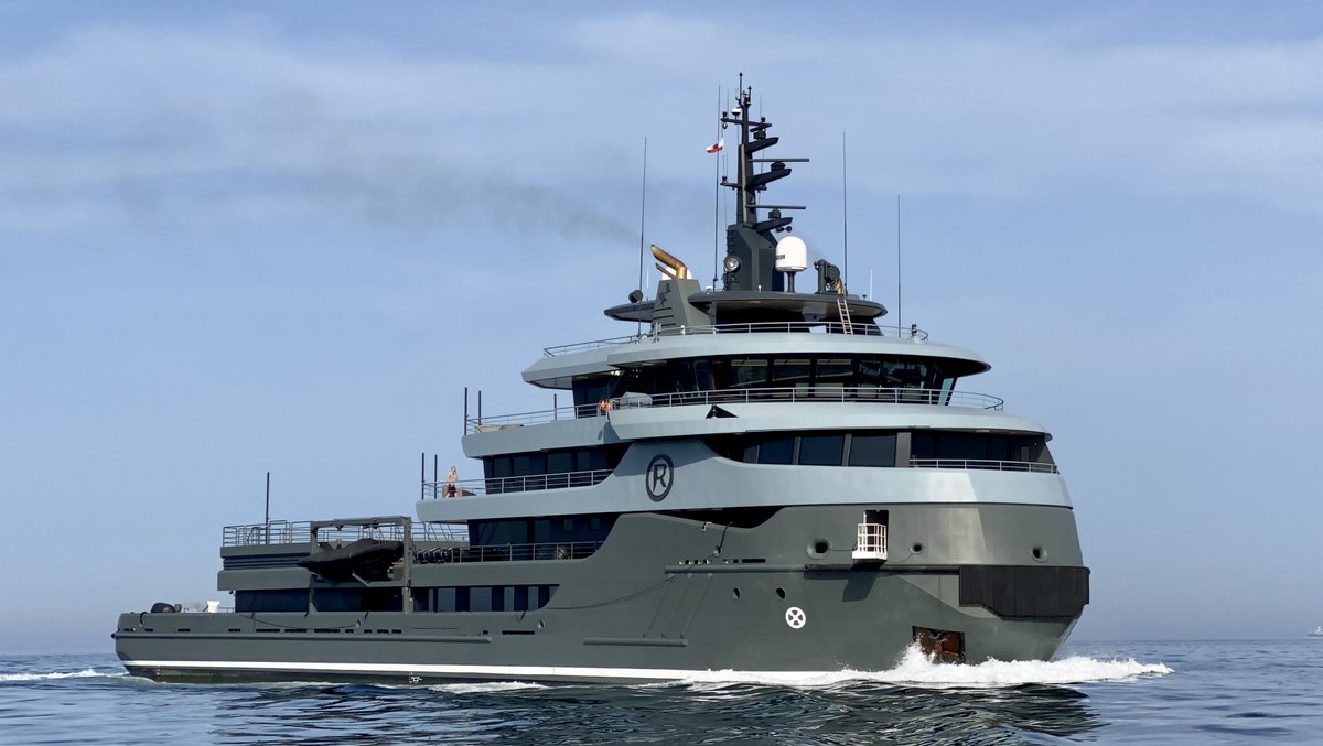 Dutchyachting's tweet photo. Formerly known as #Wagenborg‘s offshore supply #vessel #Sanaborg and #converted and delivered last year as the 68m #explorer #yacht #Ragnar. For the video: https://t.co/nHzyjBTBps. Photos by Gibraltar Yachting. 

#IconYachts #Gibraltar #Superyacht #Megayacht #GibraltarYachting https://t.co/CV68QODWer