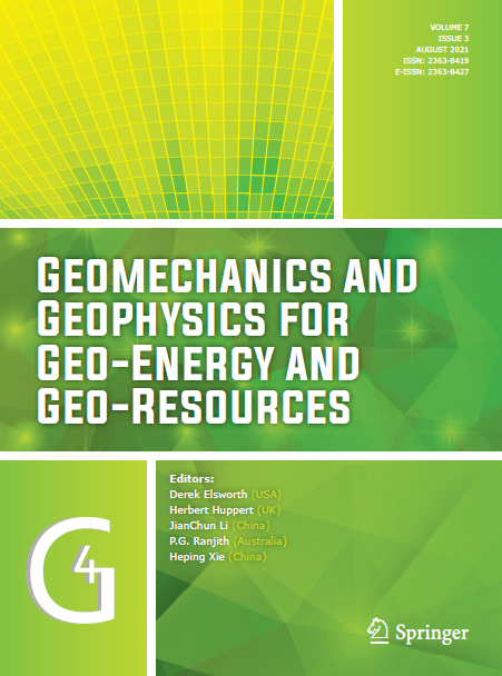 Explore the just published August 2021 issue for the journal #Geomechanics #Geophysics #Geoenergy and #Georesources (GGGG Vol. 7 Issue 3).  link.springer.com/journal/40948/… Check Springer Compact Deals bit.ly/3pOMNuw to see if you as author are eligible for OpenAccess support.