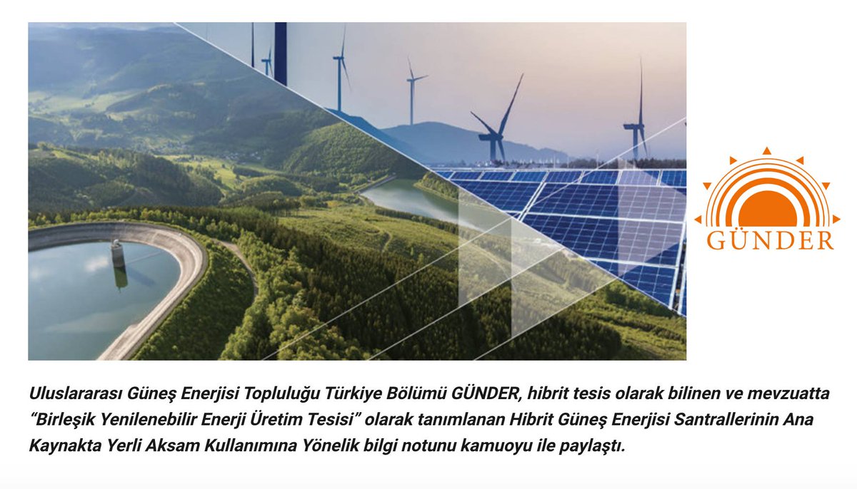 SolaristTR's tweet photo. GÜNDER, hibrit tesis olarak bilinen ve mevzuatta “Birleşik #Yenilenebilir #Enerji Üretim Tesisi” olarak tanımlanan #Hibrit #Güneş Enerjisi Santrallerinin Ana Kaynakta Yerli Aksam Kullanımına Yönelik bilgi notu paylaştı.
https://t.co/GCgqRR7mOx #mevzuat @GunderSolar @SolaristTR https://t.co/k2EB1kaWXG