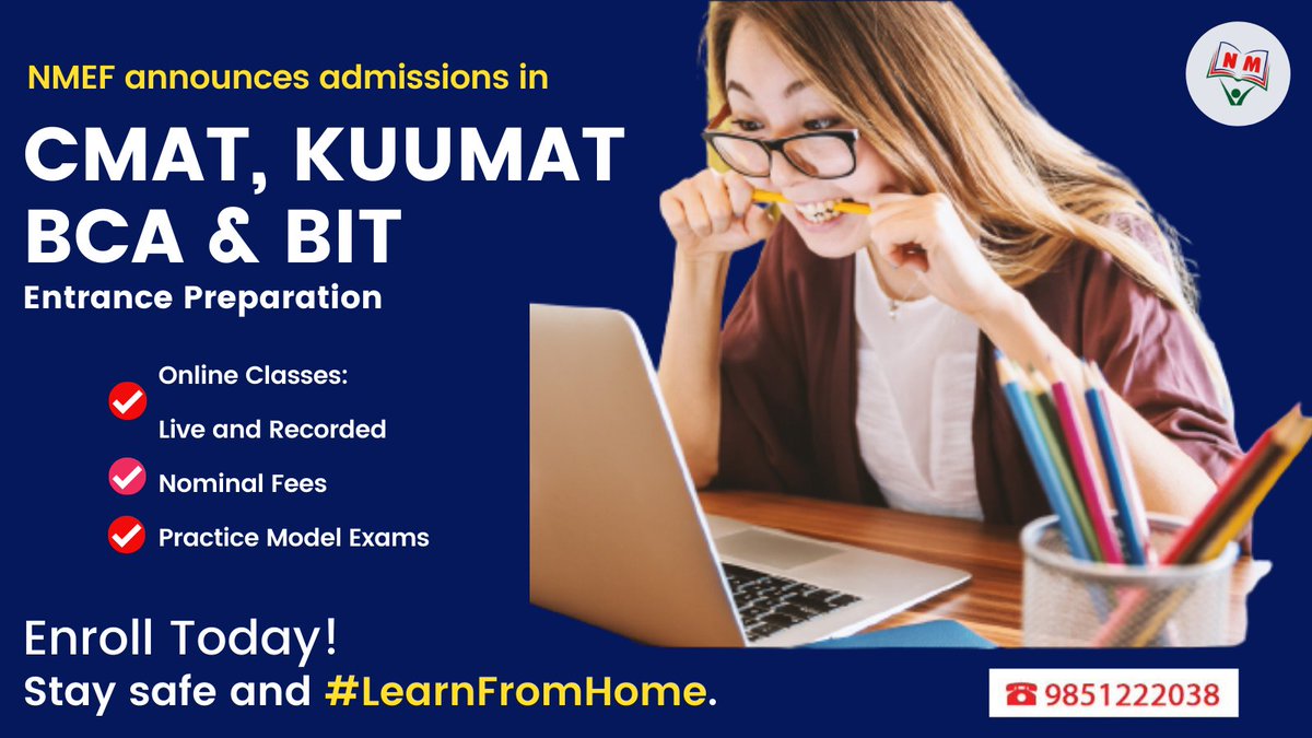 NewModelEdu's tweet photo. 🌟 Outshine in entrance examinations and get admitted to the college of your choice for BBM | BBA | BHM | BIM | BTTM | BBM | BMS | BPA| BBA-F. 🌟
ℹ️ Contact us: 9851222038 | https://t.co/fPSAEHSJQK
#CMAT #KUUMAT #BCA #BIT #NMEF #onlineclasses #preparationclasses #learnfromhome https://t.co/ahKpTWUFyP