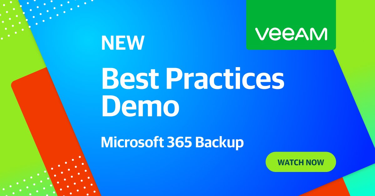 Veeam's tweet image. Get the scoop from our experts. ➡️ Watch our NEW demo for an in-depth, technical look at the architecture of #Veeam Backup for Microsoft #Office365, store options, tips for managing repositories, and more. bddy.me/3CXUUfd
