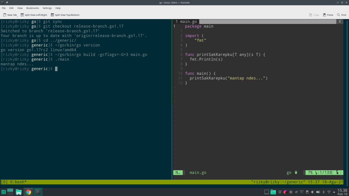 GolangJogja's tweet image. Ada yang udah coba-coba generic di go 1.17 ? Pakai &quot;-gcflags=-G=3&quot;