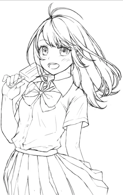 【クリスタ練習模写1】下描き
←模写・元絵→
※制作過程に元絵を載せておきます。
下描きはそれほど忠実に真似してません。このあたりまでは自分のやりやすい方法でいいかなと思います。 
