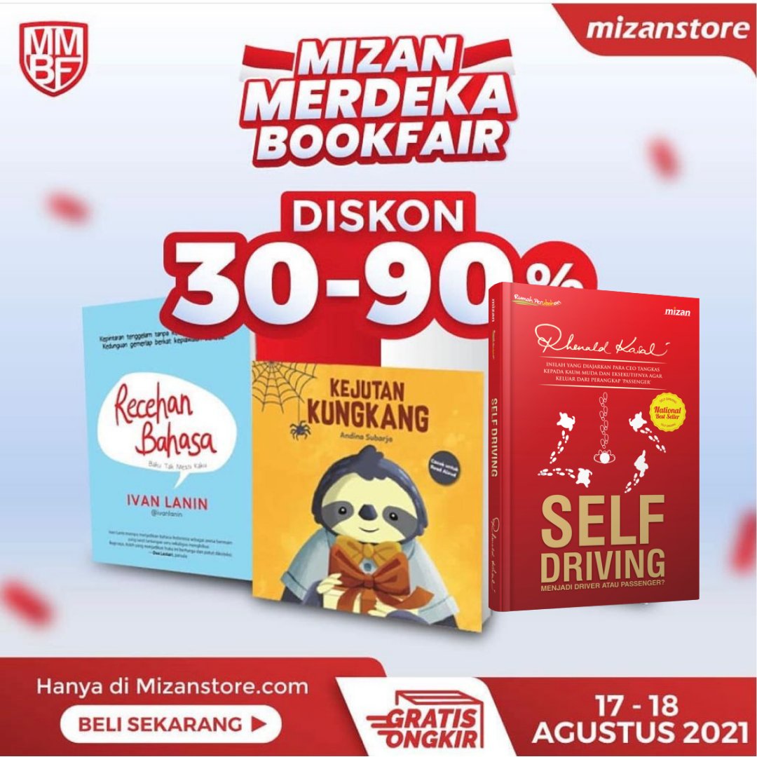 Expose_com's tweet photo. Mizan Merdeka Book Fair kembali lagi! 🇮🇩🇮🇩🇮🇩

Pilih buku-buku baru untuk koleksimu hanya di @mizanstore

https://t.co/G8ygMhG9Pk 

#MMBF #belibukuonline https://t.co/Di3TWRG29X