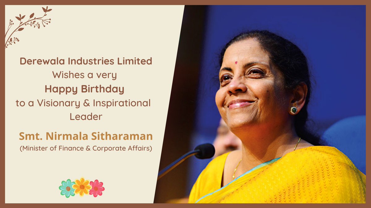 Derewalas's tweet photo. Birthday wishes to Hon'ble @FinMinIndia , Smt. Nirmala Sitharaman ji 
@NSitharaman
#wednesdaythought #WednesdayMotivation #Wednesdayvibe #sustainableLiving #sustainabledevelopment #jewelry #manufacturer #exports https://t.co/lHLGL55wBW